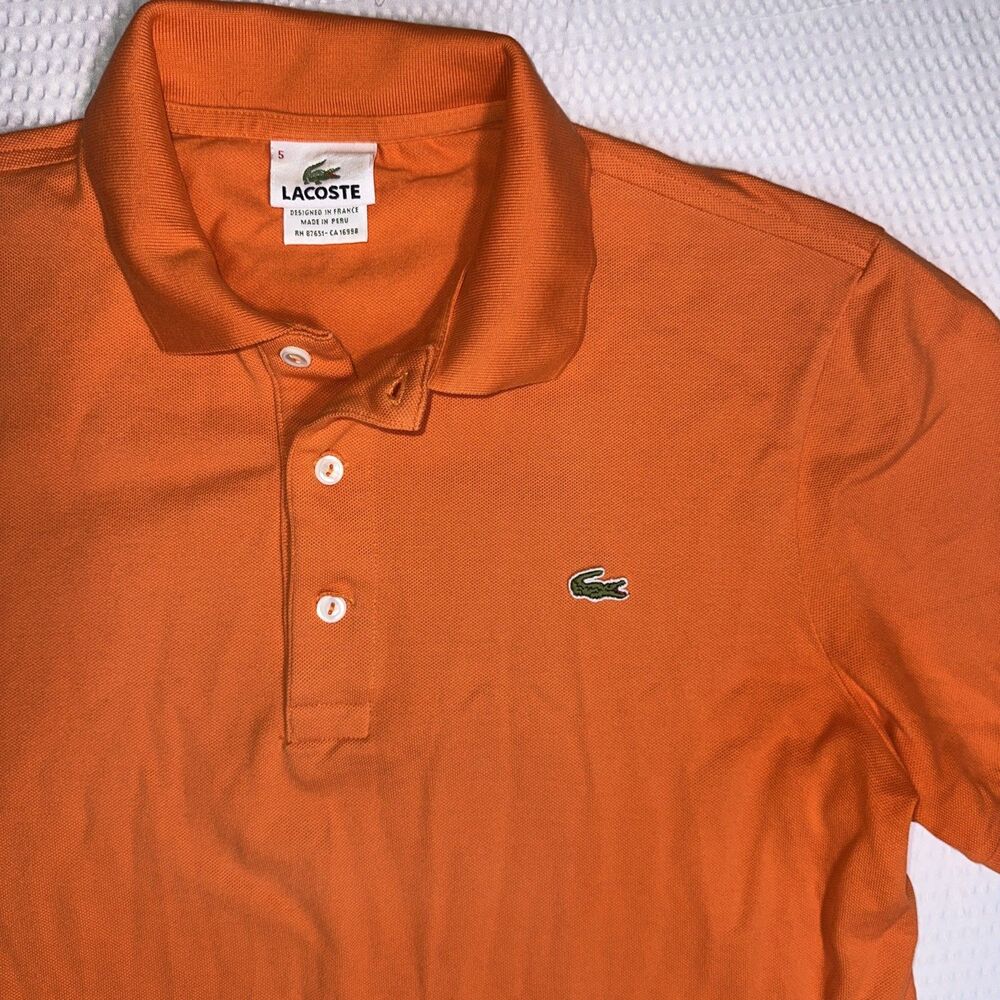 🇫🇷 Lacoste Polo Shirt Mens Size 5 L Orange Casual Short Sleeve Adult